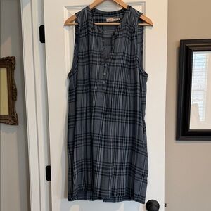 Faherty Blue and Black Plaid Sleeveless Mini Dress